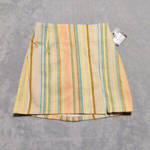 NWT Spring 60s Retro Striped Mini Skirt Back Zip Art Class Front Slit Size 6/6X
